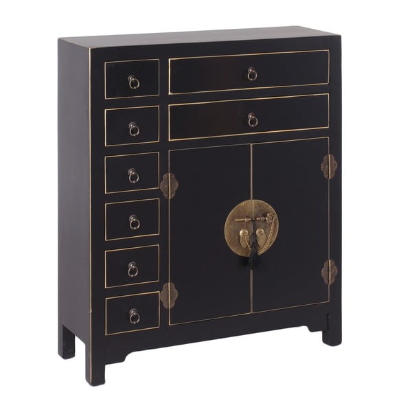 Czarna wysoka komoda 73x90 cm Oriente – Ixia