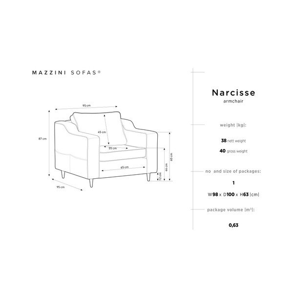 Beżowy fotel Mazzini Sofas Narcisse-image-1