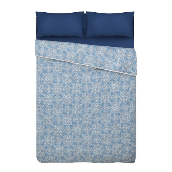 Niebieska narzuta na łóżko z mikrowłókna Unimasa Oriental, 235x260 cm