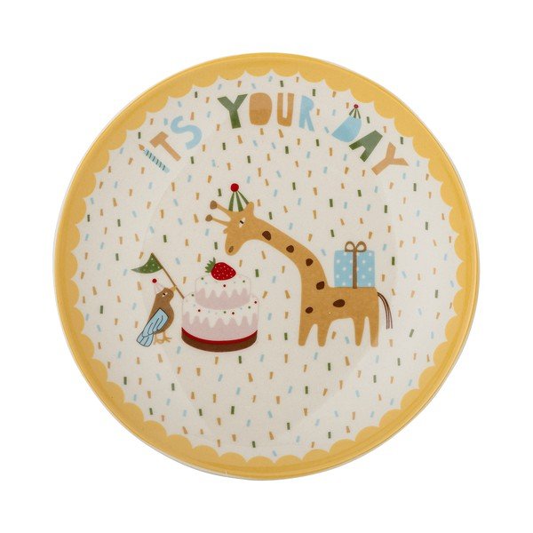 Żółty/kremowy kamionkowy talerz dla dzieci ø 16 cm Celebrate – Bloomingville Mini