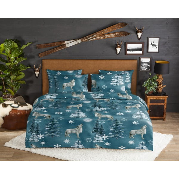 Morska flanelowa pościel dwuosobowa 200x220 cm Midnight – Good Morning-image-1