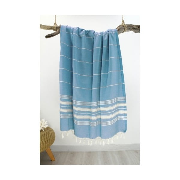 Turkusowy ręcznik bawełniany Hammam Yenge Style, 90x180 cm