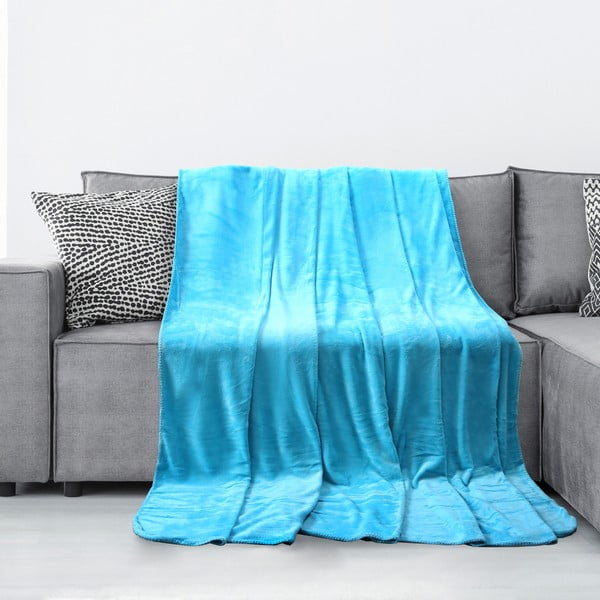 Jasnoturkusowy koc z mikrowłókna AmeliaHome Tyler, 70x150 cm-image-1