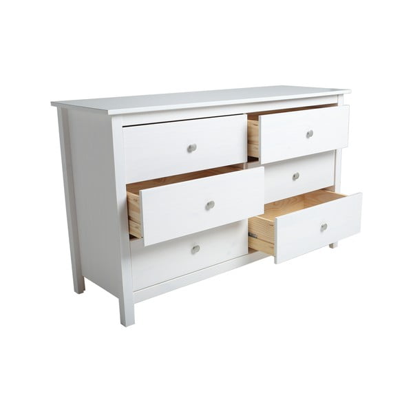 Biała niska komoda z litego drewna sosnowego 130x80 cm Berna – Marckeric-image-2