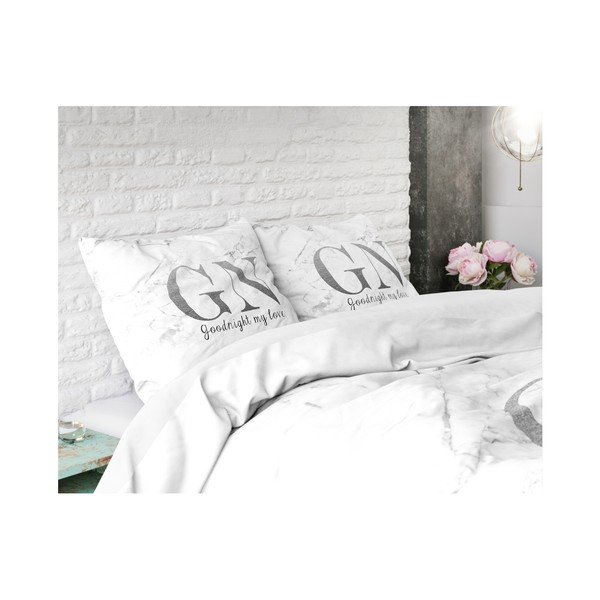 Dwuosobowa pościel bawełniana ze srebrnym napisem Sleeptime Good Night, 240x220 cm-image-3