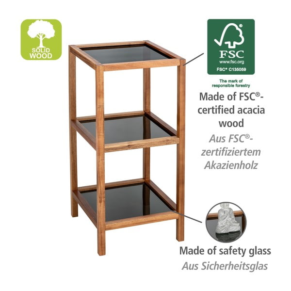 Czarno-naturalny szklany regał łazienkowy 36x79 cm Fondi – Wenko-image-4