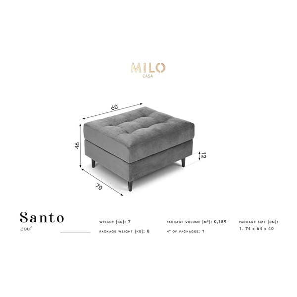 Beżowy aksamitny podnóżek Milo Casa Santo-image-4