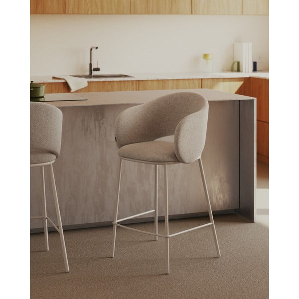 Hoker w kolorze kości słoniowej (wysokość siedziska 65 cm) Maina – Kave Home-image-1