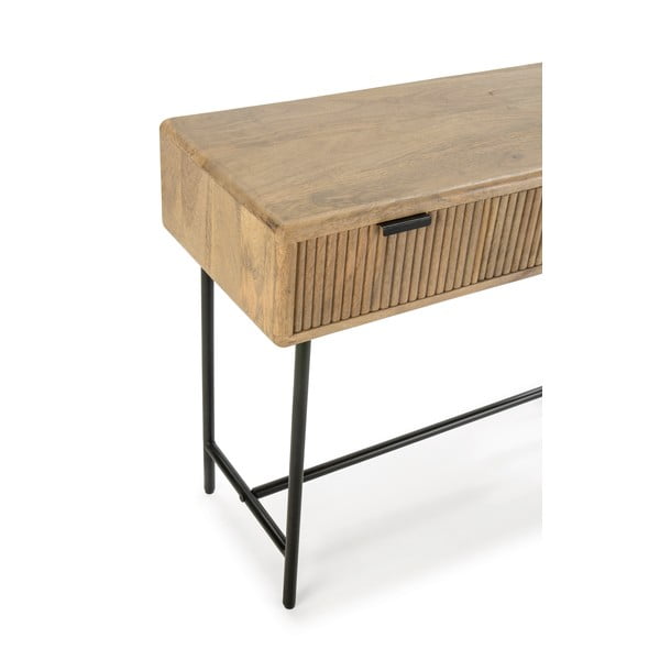 Konsola z litego drewna mango w naturalnym kolorze 38x100 cm Mundra – MOME-image-3