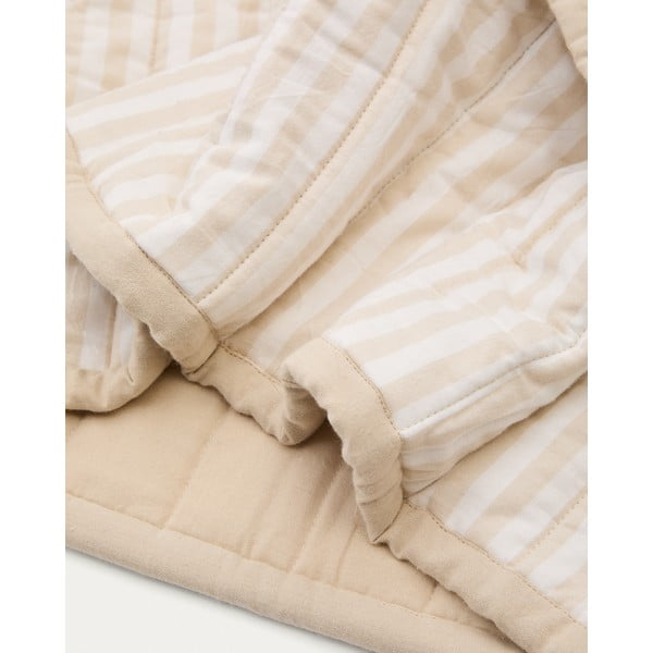 Beżowa narzuta pikowana z bawełny organicznej 180x240 cm Sini – Kave Home-image-1