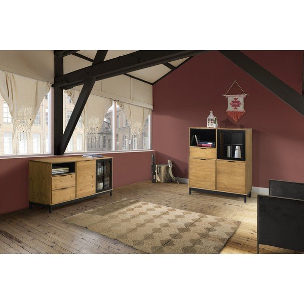 Brązowo-czarna komoda z litego drewna sosnowego Marckeric Denise, wys. 120 cm-image-1