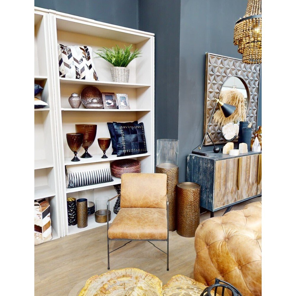 Brązowy skórzany fotel Hoxton – Premier Housewares (zdjęcie 6)