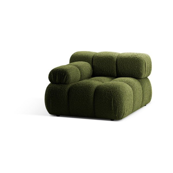 Zielony moduł sofy z materiału bouclé (lewostronny) Bellis – Micadoni Home-image-3