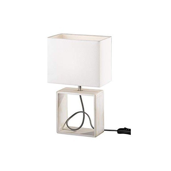 Biała lampa stołowa z naturalnego drewna i tkaniny Reality Tick, wys. 34 cm-image-2