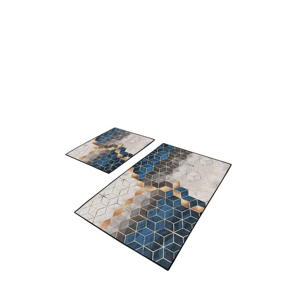 Niebiesko-szare dywaniki łazienkowe zestaw 2 szt. 60x100 cm Optic – Mila Home