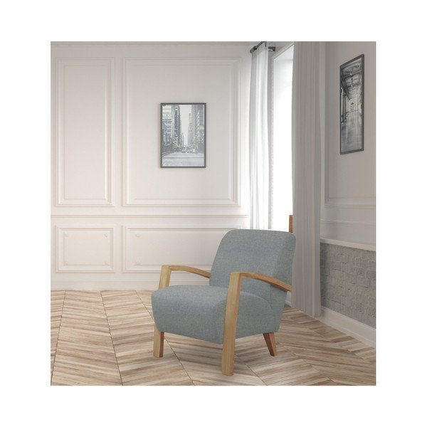 Jasnoszary fotel z jasnymi podłokietnikami Helga Interiors Luna-image-3