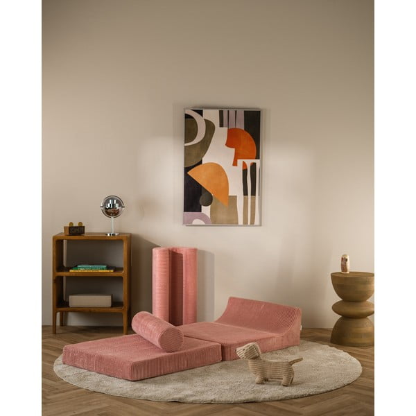 Różowy sztruksowy fotel dziecięcy Flipster – Wigiwama-image-1