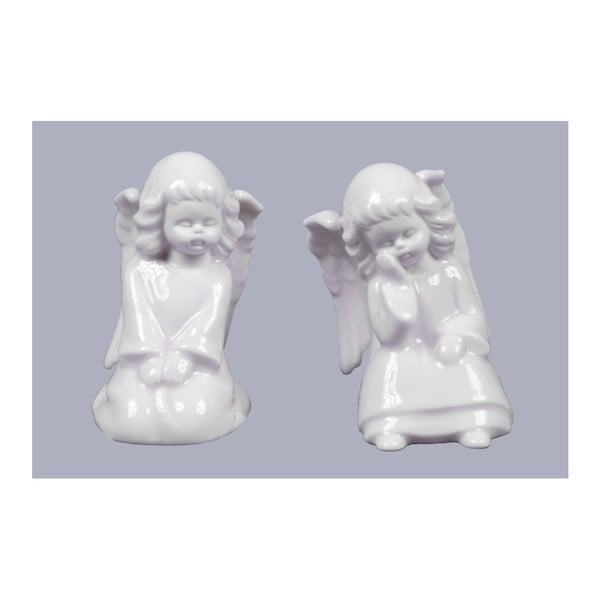 Zestaw 2 białych aniołków porcelanowych Ego Dekor