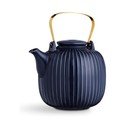 Ciemnoniebieski porcelanowy dzbanek do herbaty Kähler Design Hammershoi, 1,2 l