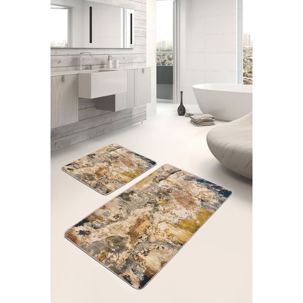 Brązowo-beżowe dywaniki łazienkowe zestaw 2 szt. 60x100 cm – Mila Home