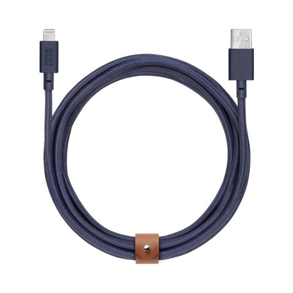 Ciemnoniebieski kabel do ładowania i synchronizacji Lightning iPhone Native Union Twinhead, dł. 3 m