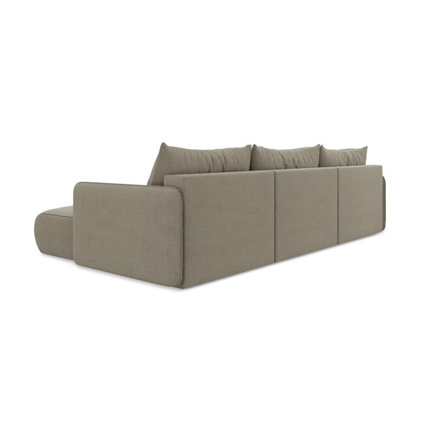 Beżowy rozkładany/ze schowkiem narożnik Nanea – Makamii-image-4