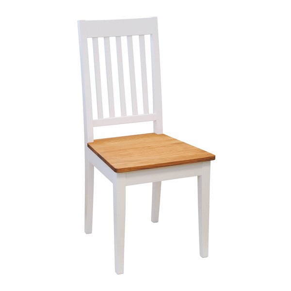 Białe krzesło do jadalni z brzozy z dębowym siedziskiem Rowico Ella