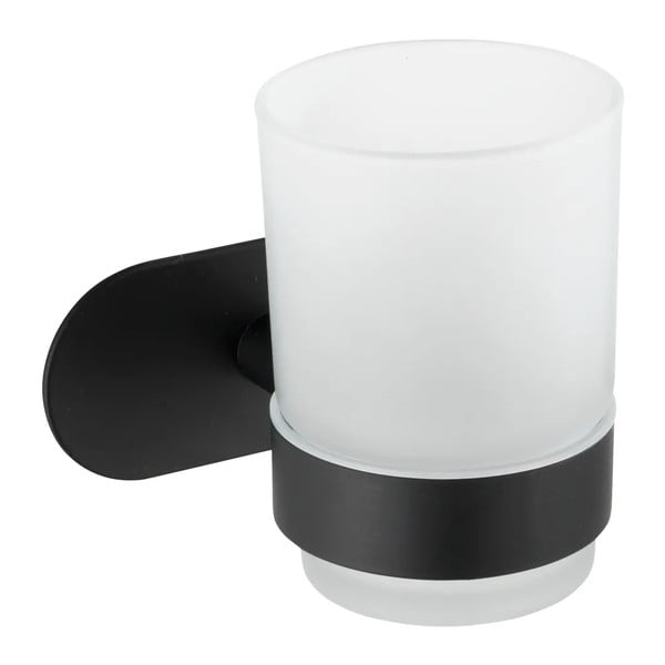 Samoprzylepny zestaw akcesoriów łazienkowych ze stali nierdzewnej w kolorze matowej czerni Orea – Wenko-image-3