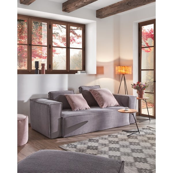 Jasnoszary sztruksowy podnóżek Kave Home Blok-image-4