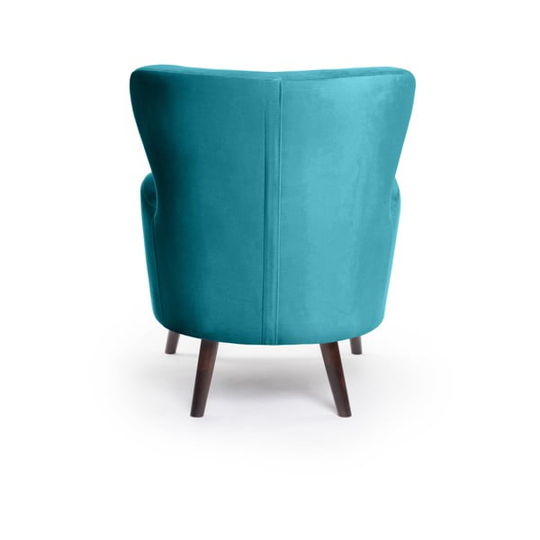 Turkusowy aksamitny fotel typu uszak Noemye – Bonami Selection-image-4