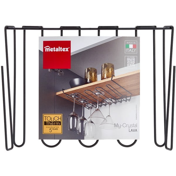 Czarny wiszący uchwyt na kieliszki Metaltex Wine Glass-image-2