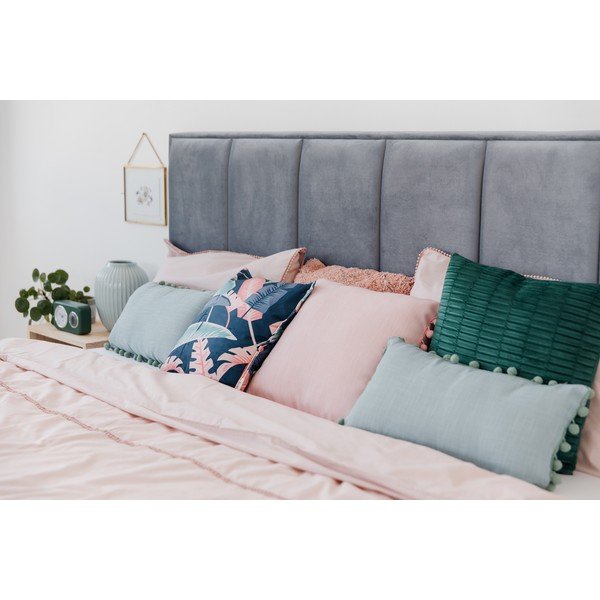 Niebieskoszare dwuosobowe łóżko ze stelażem i schowkiem DlaSpania Wega, 180x200 cm-image-1