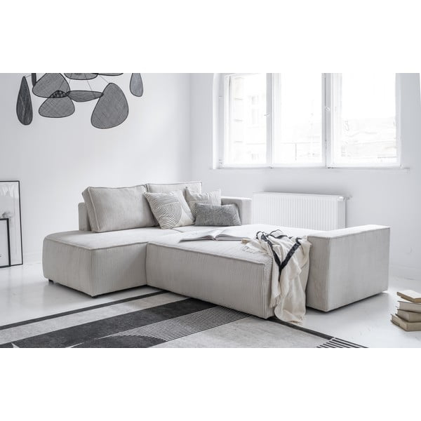 Biały sztruksowy rozkładany narożnik (lewostronny) Brave Dave – Miuform-image-4