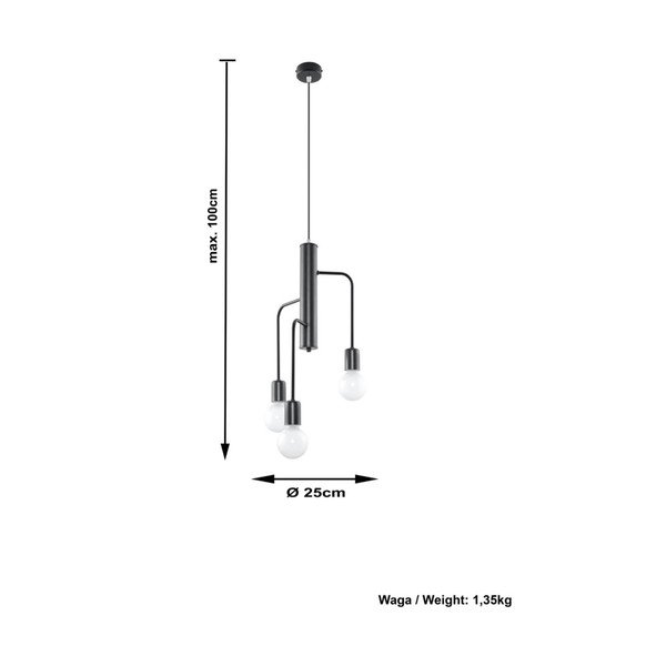 Czarna lampa wisząca Sollux Donato 3M-image-3