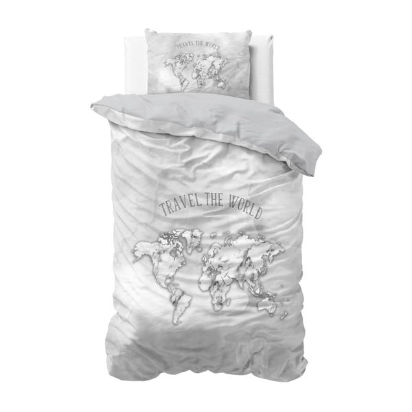 Bawełniana pościel jednoosobowa Sleeptime World, 140x220 cm