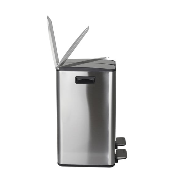 Stalowy kosz na śmieci 2x20 l do segregacji odpadów/z pedałem w kolorze matowego srebra   Aliya – Spirella-image-3