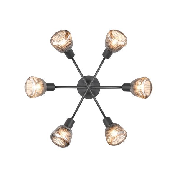 Czarna lampa sufitowa ze szklanym kloszem Tarifa – Trio-image-4