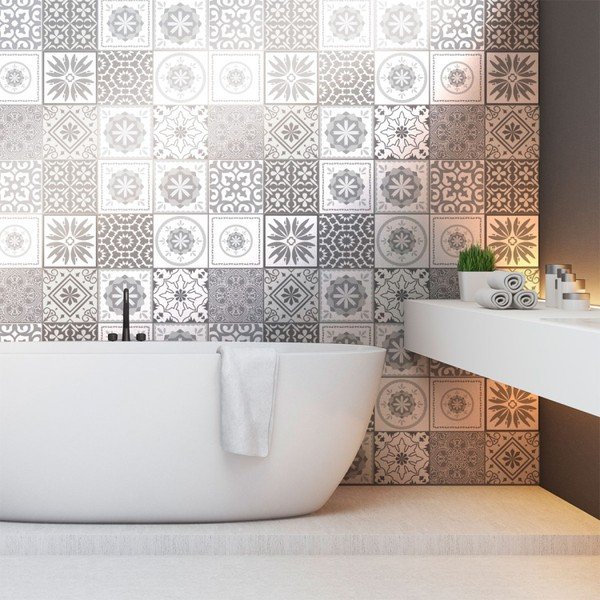 Zestaw 12 naklejek ściennych Ambiance Cement Tiles Shades of Gray Cordoba, 10x10 cm-image-3