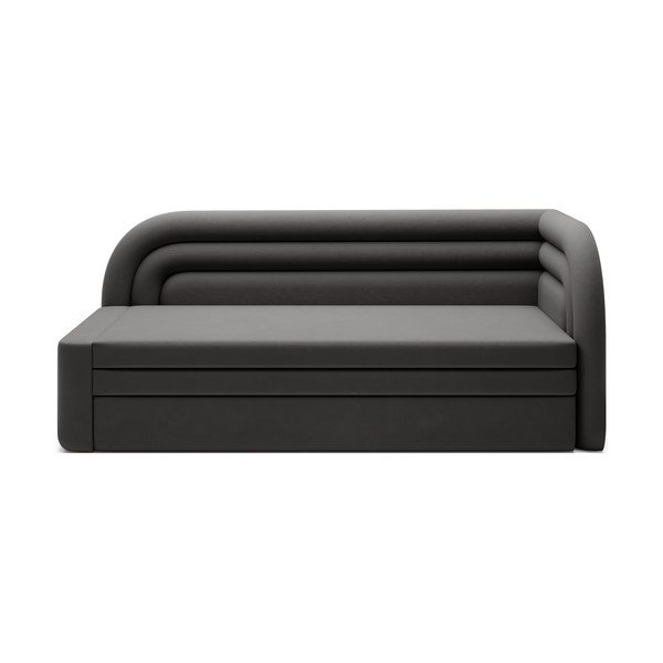 Szarobrązowa aksamitna rozkładana/ze schowkiem sofa prawostronna 223 cm Fabillo – ELTAP