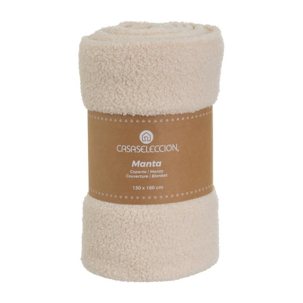 Beżowy koc z materiału bouclé 160x130 cm Sherpa – Casa Selección-image-4