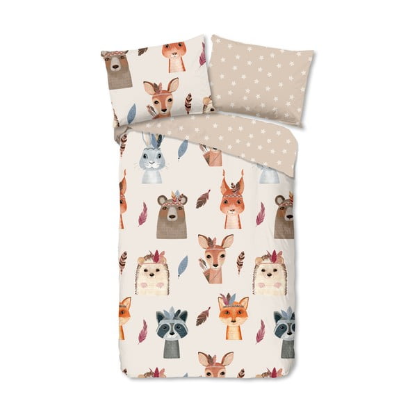 Brązowo-beżowa bawełniana pościel dziecięca jednoosobowa 140x200 cm Rave – Good Morning