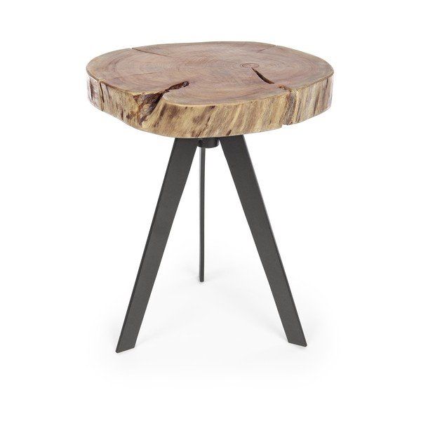 Czarno-naturalny stolik z blatem z drewna akacjowego ø 35 cm Aron – Bizzotto