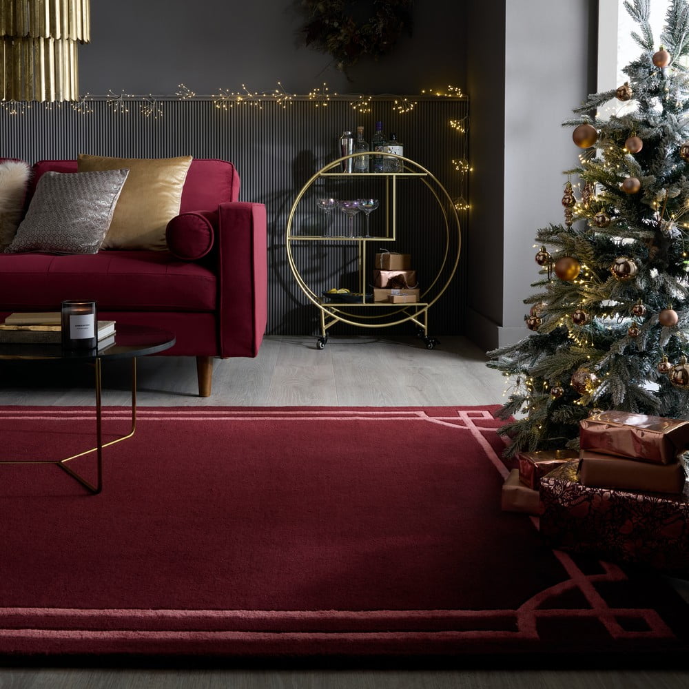 Bordowy wełniany dywan tkany ręcznie 120x170 cm Gatsby – Flair Rugs (zdjęcie 3)