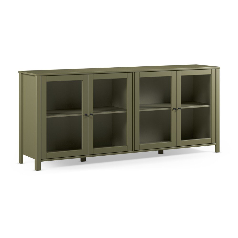 Zielona witryna z litego drewna sosnowego 186x80x40 cm Alessandra – Marckeric