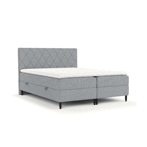 Szare łóżko boxspring ze schowkiem 180x200 cm Gwen – Maison de Rêve