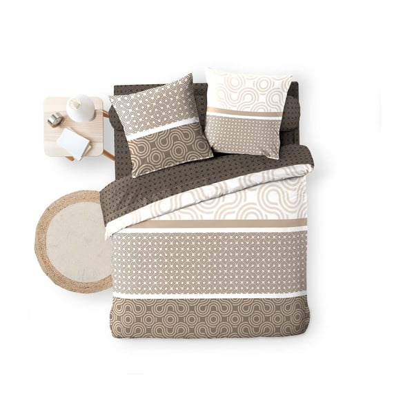 Brązowa bawełniana pościel dwuosobowa z prześcieradłem/6-częściowa 240x220 cm Pacha – douceur d'intérieur-image-3