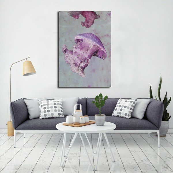 Ręcznie malowany obraz w ramie z drewna sosnowego Mauro Ferretti Medusa Purple, 80x120 cm-image-1