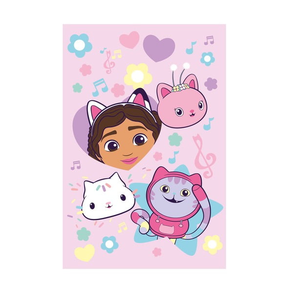 Różowy polarowy koc dziecięcy 100x150 cm Gabby´s Dollhouse "Music" – Jerry Fabrics