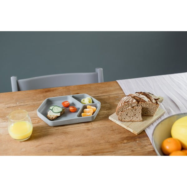 Szary silikonowy talerz dla dzieci 16x25 cm – Kindsgut-image-4