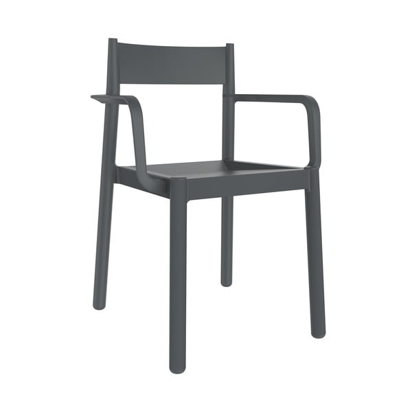 Zestaw 4 ciemnoszarych krzeseł ogrodowych z podłokietnikami Resol Danna